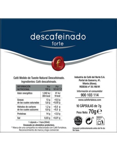 Café Descafeinado Forte 10 cápsulas compatibles con Dolce Gusto®