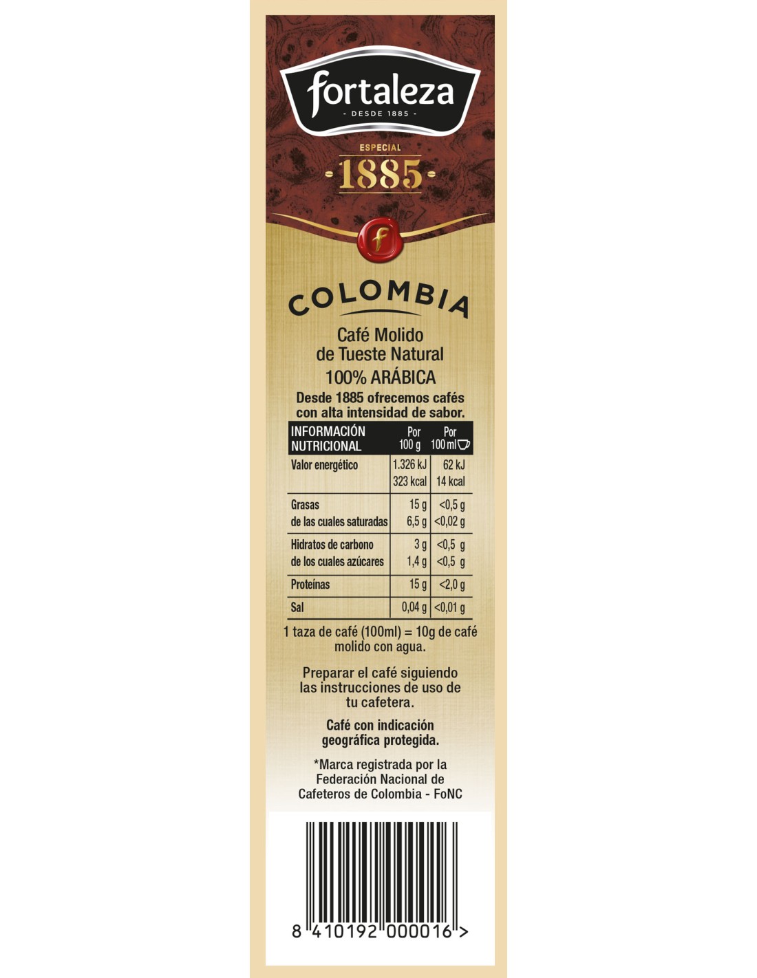 café molido colombia 100% arábica, 250g