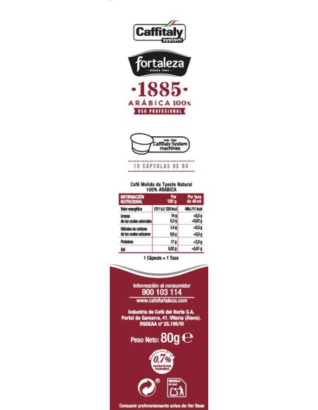 Café 1885 Natural 10 cápsulas compatibles con Caffitaly