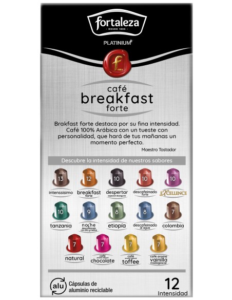 Café Breakfast Forte 10 cápsulas Fortaleza Platinium compatibles con Nespresso®