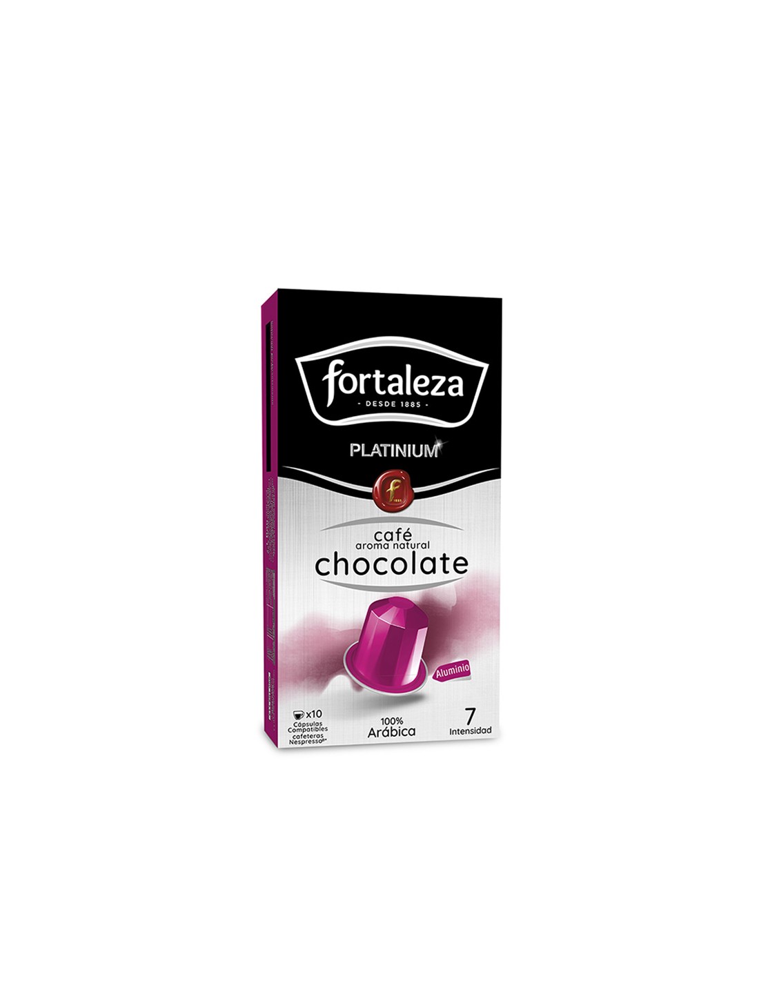Café con aroma natural a Chocolate 10 cápsulas Fortaleza Platinium  compatibles con Nespresso®