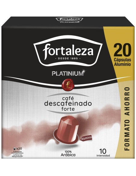 Café Descafeinado Forte 20 cápsulas Fortaleza Platinium compatibles con Nespresso®