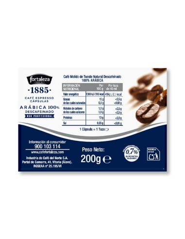 Café 1885 Descafeinado 25 cápsulas Fortaleza