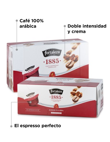 Cafetera Fortaleza, 100 cápsulas Natural y 100 cápsulas Descafeinado