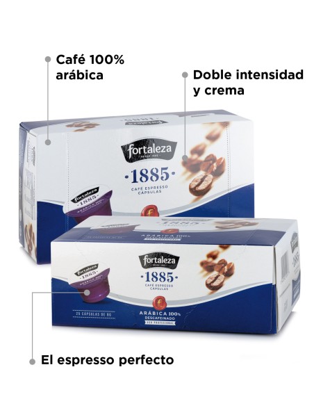 Cafetera Fortaleza, 100 cápsulas Natural y 100 cápsulas Descafeinado