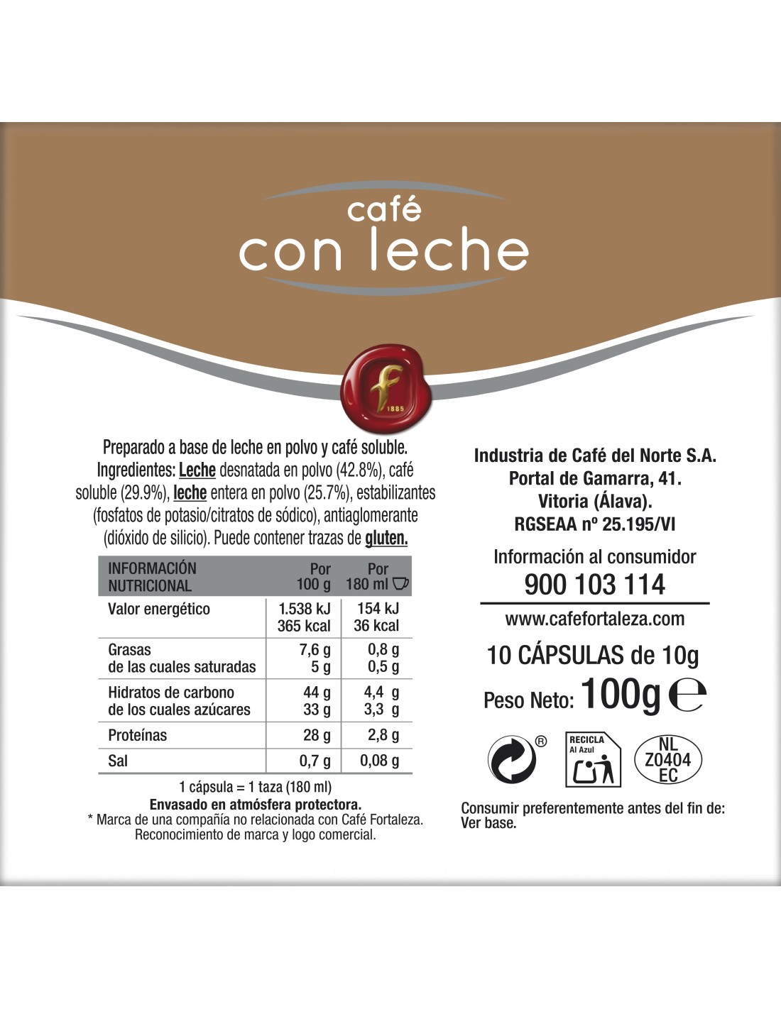 Calorías en Dolce Gusto Café con Leche e Información Nutricional