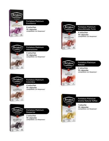 Selección 240 cápsulas Fortaleza Platinium compatibles con Nespresso®*