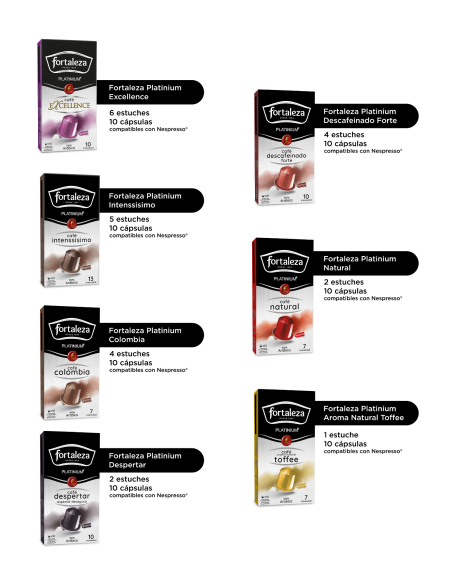 Selección 240 cápsulas Fortaleza Platinium compatibles con Nespresso®*