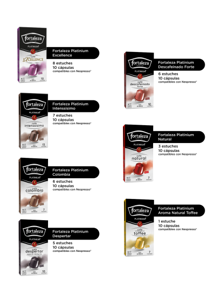 Selección 360 cápsulas Fortaleza Platinium compatibles con Nespresso®*