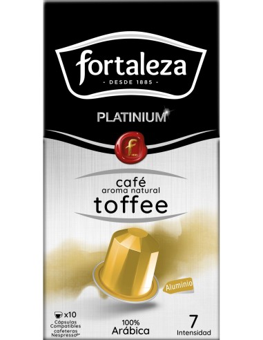 Café con aroma natural a Toffee 10 cápsulas Fortaleza Platinium compatibles con Nespresso®