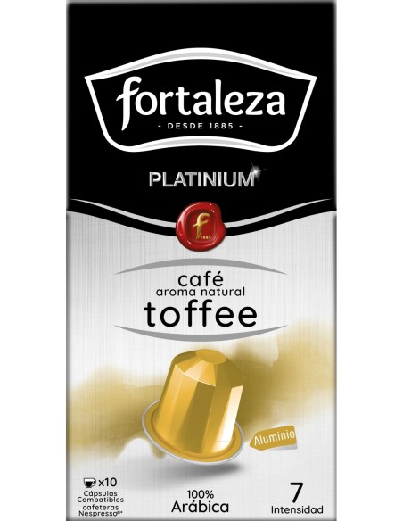 Café con aroma natural a Toffee 10 cápsulas Fortaleza Platinium compatibles con Nespresso®
