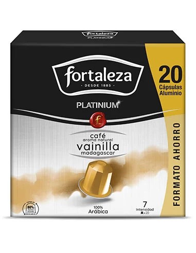 Café con aroma natural Vainilla Madagascar 20 cápsulas Fortaleza Platinium