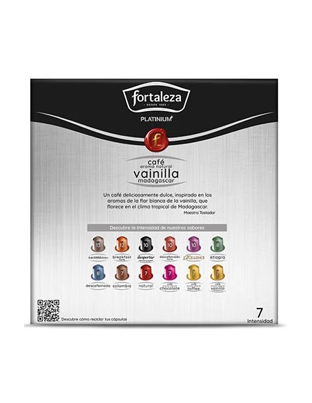 Café con aroma natural Vainilla Madagascar 20 cápsulas Fortaleza Platinium