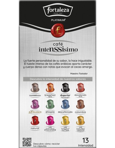 Café Intenssisimo 10 cápsulas Fortaleza Platinium compatibles con Nespresso®