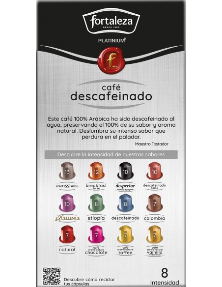 Café Descafeinado al Agua 10 cápsulas Fortaleza Platinium compatibles con Nespresso®