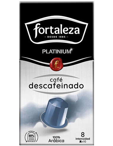 Café Descafeinado al Agua 10 cápsulas Fortaleza Platinium compatibles con Nespresso®