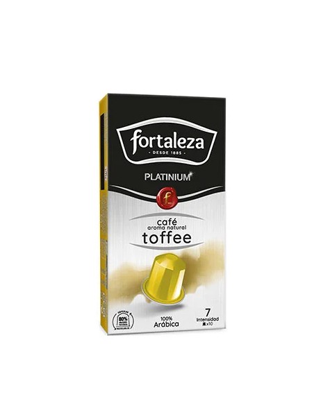 Café con aroma natural a Toffee 10 cápsulas Fortaleza Platinium compatibles con Nespresso®