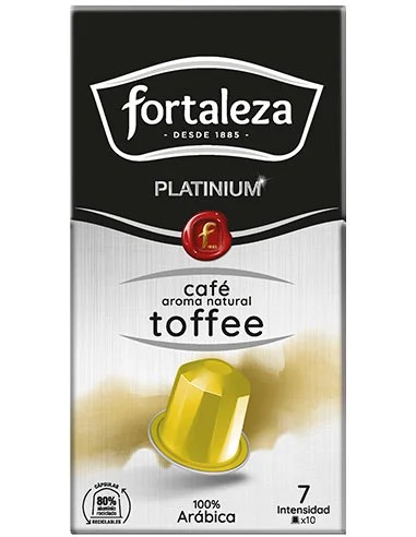 Café con aroma natural a Toffee 10 cápsulas Fortaleza Platinium compatibles con Nespresso®