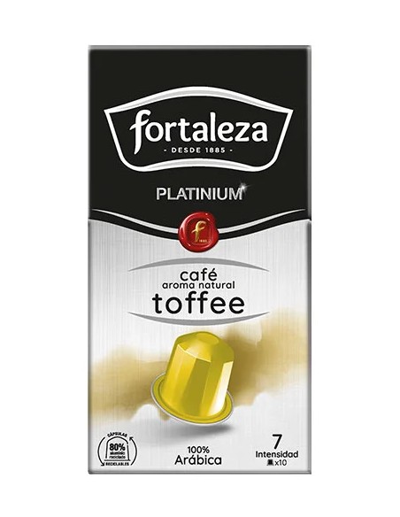 Café con aroma natural a Toffee 10 cápsulas Fortaleza Platinium compatibles con Nespresso®