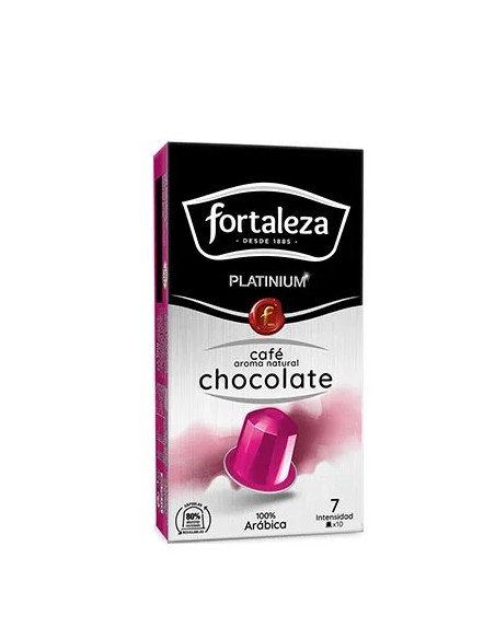 Café con aroma natural a Chocolate 10 cápsulas Fortaleza Platinium compatibles con Nespresso®