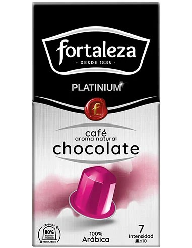 Café con aroma natural a Chocolate 10 cápsulas Fortaleza Platinium compatibles con Nespresso®