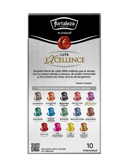 Café Excellence 10 cápsulas Fortaleza Platinium compatibles con Nespresso®