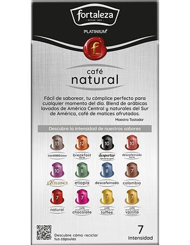 Café Natural 10 cápsulas Fortaleza Platinium compatibles con Nespresso®