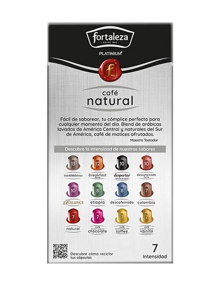 Café Natural 10 cápsulas Fortaleza Platinium compatibles con Nespresso®