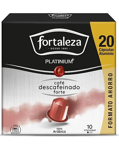 Café Descafeinado Forte 20 cápsulas Fortaleza Platinium compatibles con Nespresso®