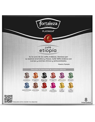 Café Etiopía 20 cápsulas Fortaleza Platinium compatibles con Nespresso®