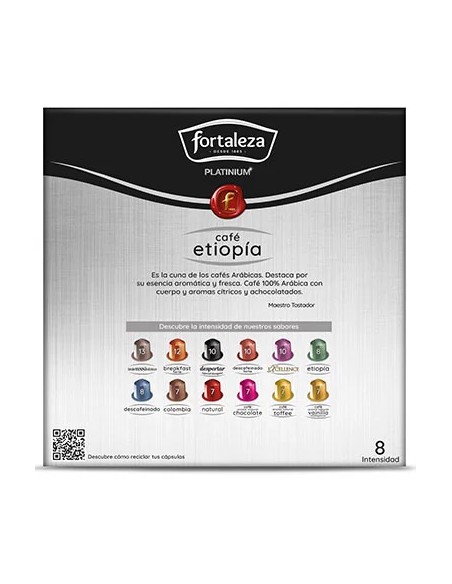 Café Etiopía 20 cápsulas Fortaleza Platinium compatibles con Nespresso®