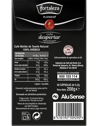 Café Despertar Fortaleza Platinium 40 cápsulas compatibles con Nespresso®