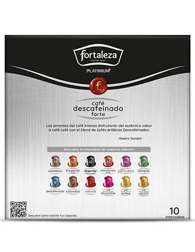 Café Descafeinado Forte 20 cápsulas Fortaleza Platinium compatibles con Nespresso®