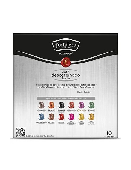 Café Descafeinado Forte 20 cápsulas Fortaleza Platinium compatibles con Nespresso®