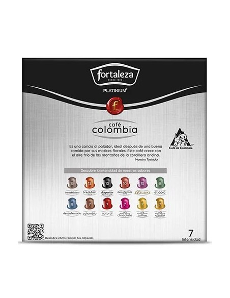 Café Colombia 20 cápsulas Fortaleza Platinium compatibles con Nespresso®